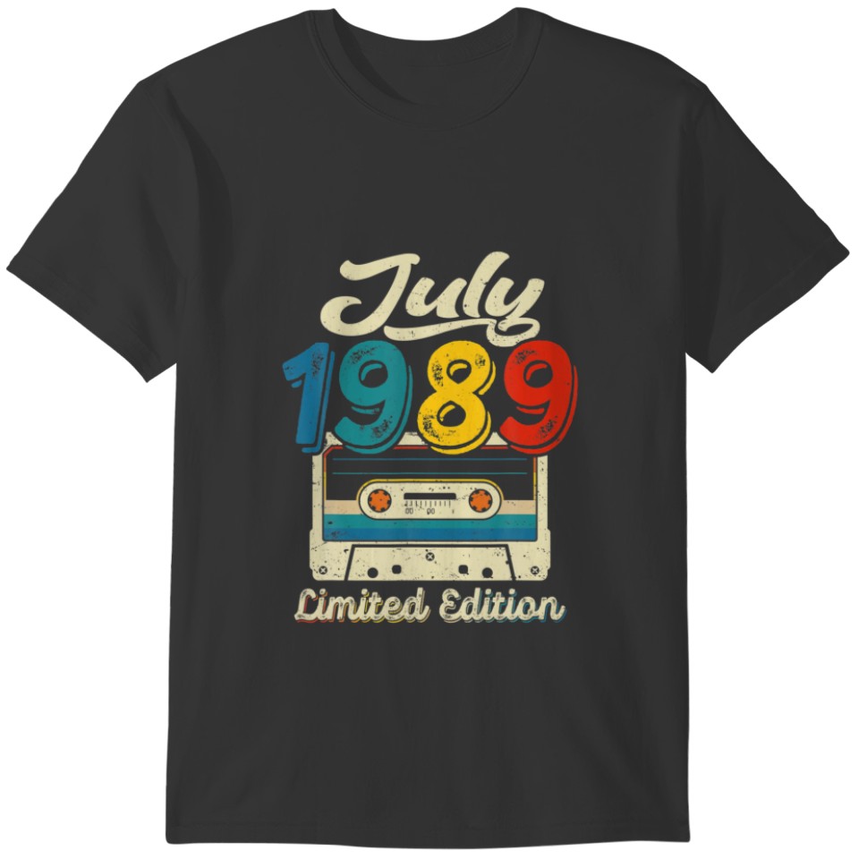 Vintage July 1989 Cassette Tape 32Nd Birthday Deco T-shirt