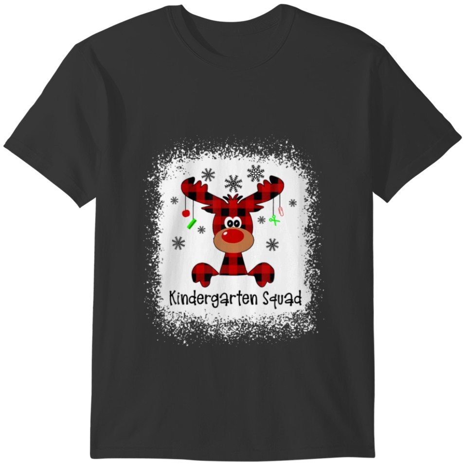 Bleached Kindergarten Squad Reindeer Funny Teacher T-shirt