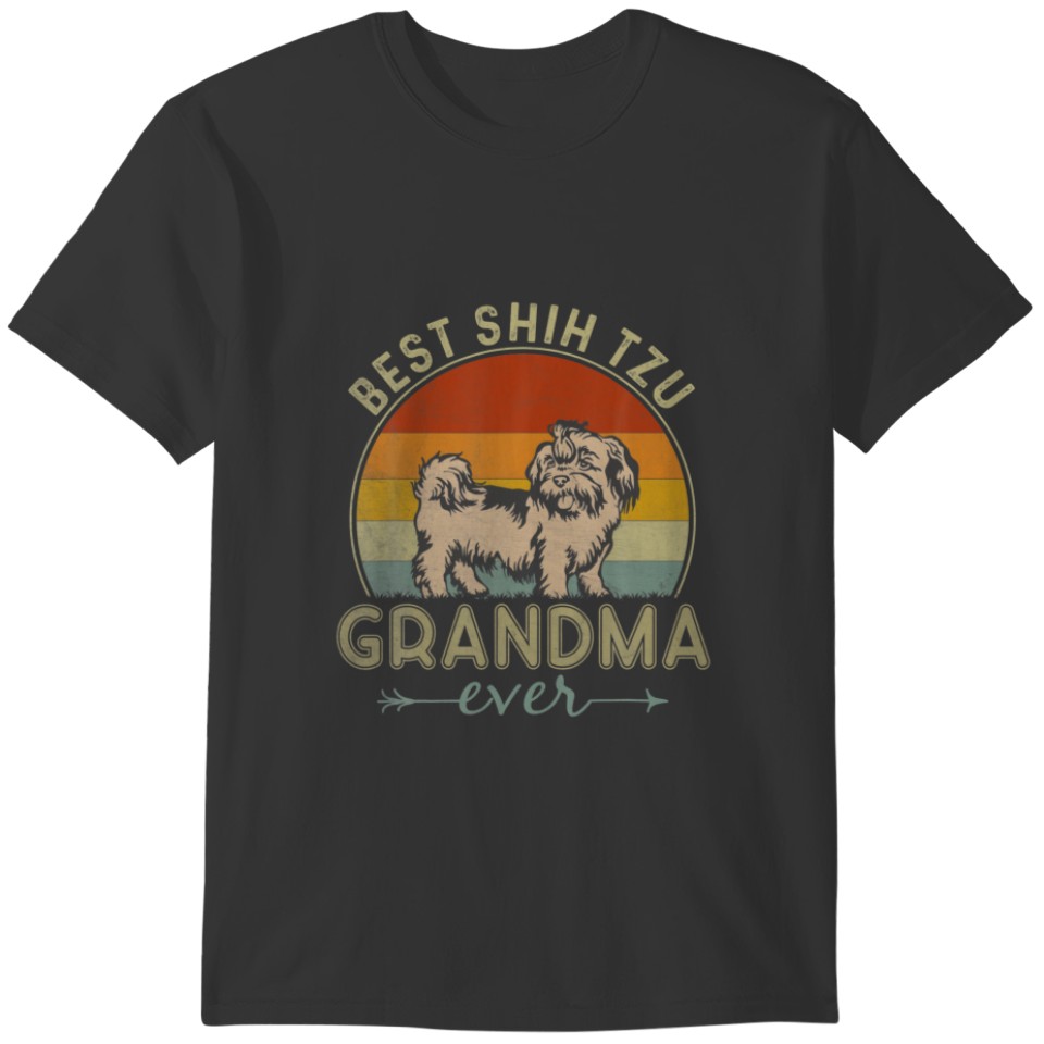 Best Shih Tzu Dog Grandma Ever Retro Design Cool M T-shirt
