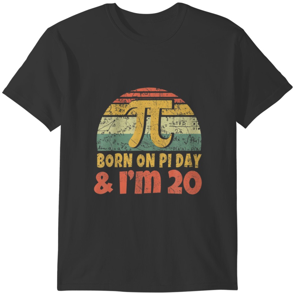 20Th Birth Retro Vintage March Math Born Pi Day T-shirt
