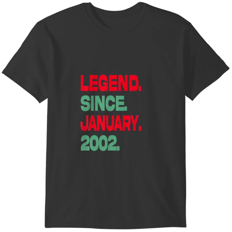 20Th Birthday Gift 20 Year Old Legend Since Januar T-shirt