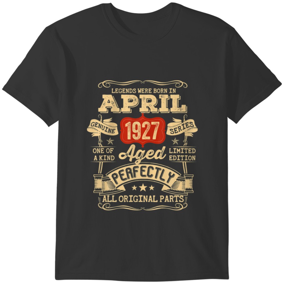 95 Year Old 95Th Birthday Gifts Vintage April 1927 T-shirt