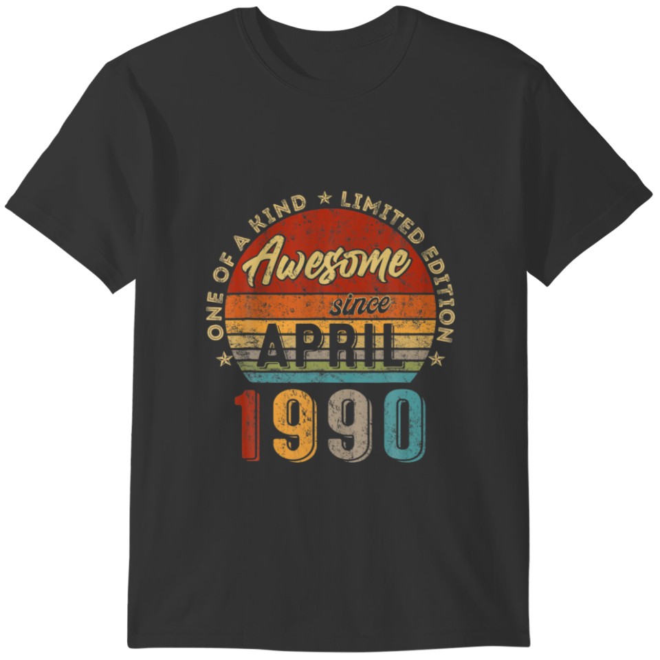 Awesome Since April 1990 Vintage 32Th Birthday T-shirt