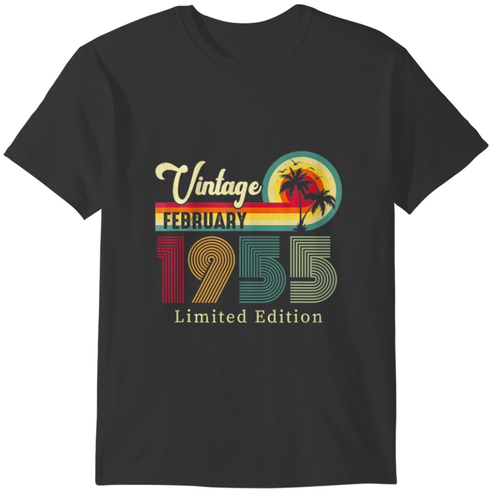 Vintage February 1955 Birthday On The Beach 67Th T-shirt