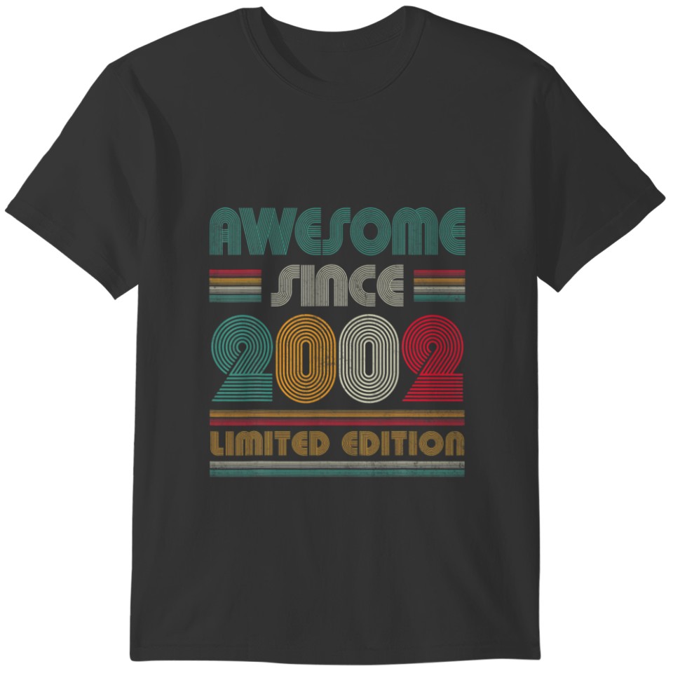 Vintage 20Th Birthday Gifts - Awesome Since 2002 T-shirt