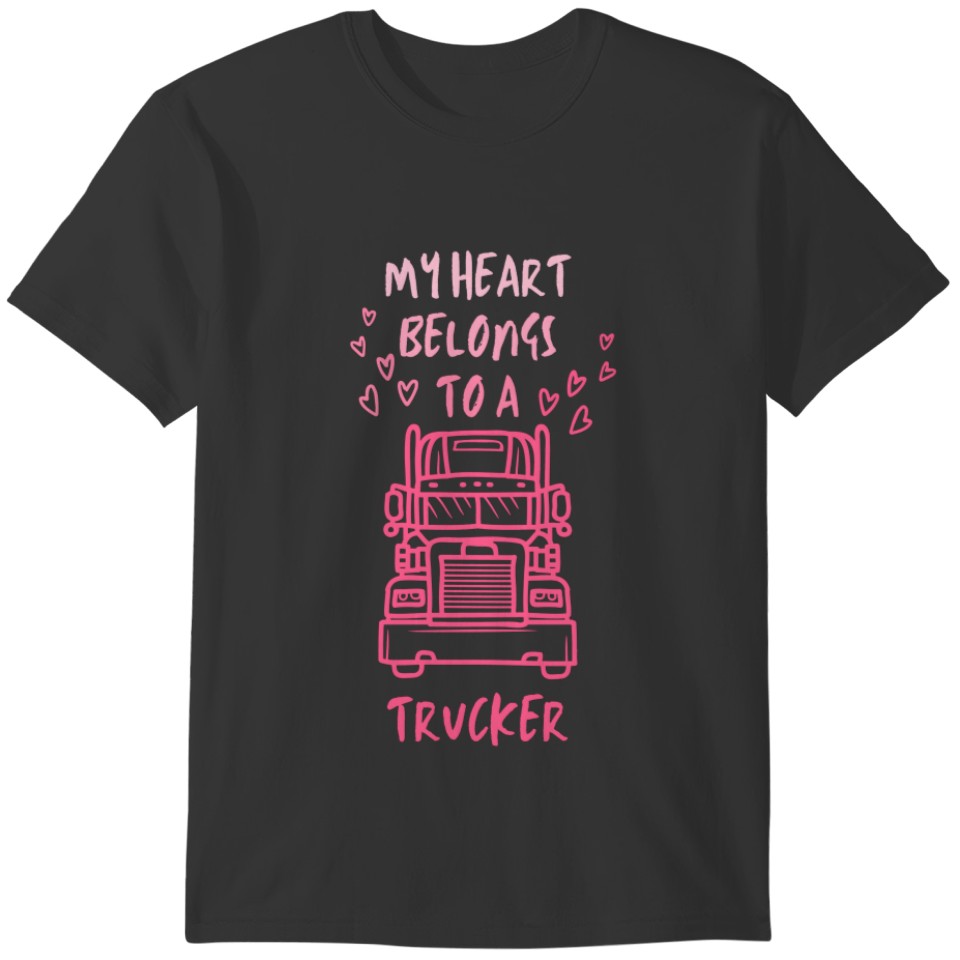 Cool Truckers Wife Design, Funny Truck Driver Wife T-shirt