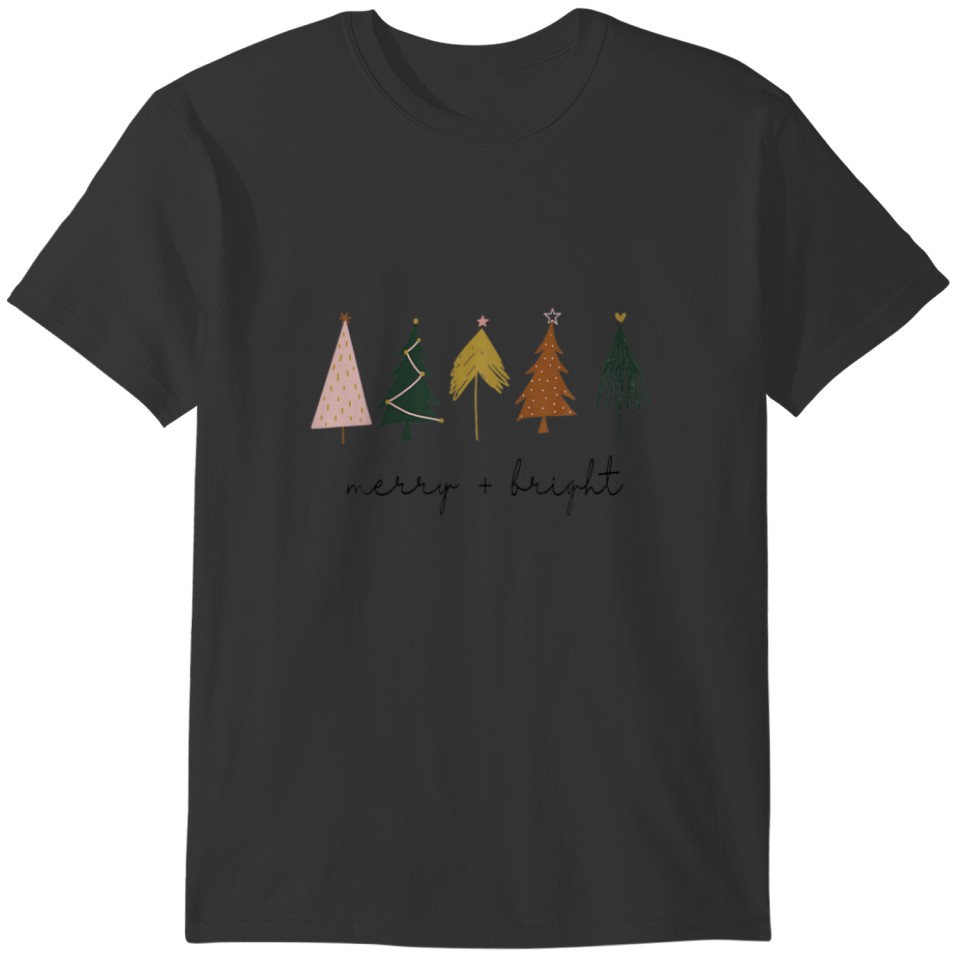 Merry And Bright Leopard Christmas Tree Xmas Cloth T-shirt
