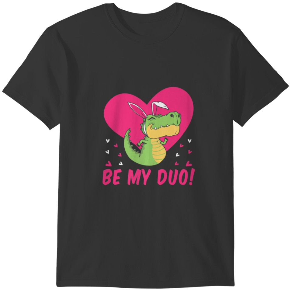 Be My Duo Cute Flying Dinosaur Valentine's Day Din T-shirt