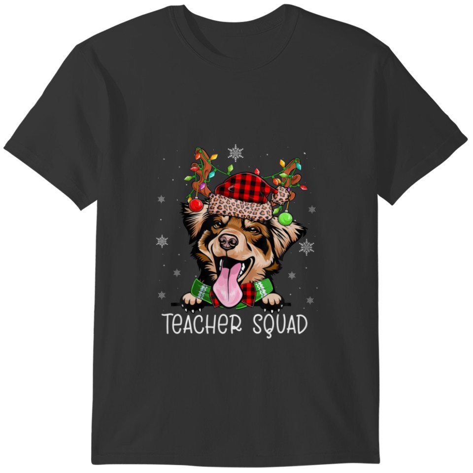 Teacher Squad Reindeer Australian Shepherd Teacher T-shirt