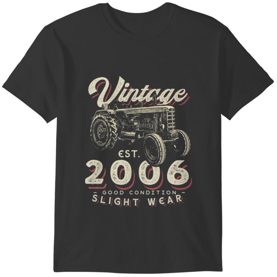 Vintage Farmer Tractor Established 2006 16Th Birth T-shirt