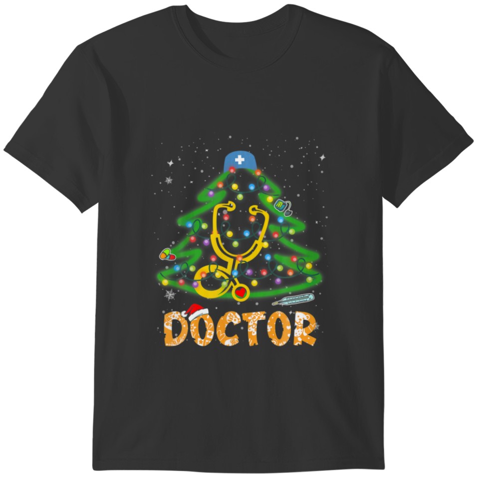 Doctor Christmas Tree Holiday Pajamas Family Match T-shirt