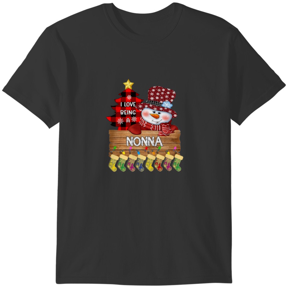 Womens Womens I Love Being Nonna Snowman Christmas T-shirt
