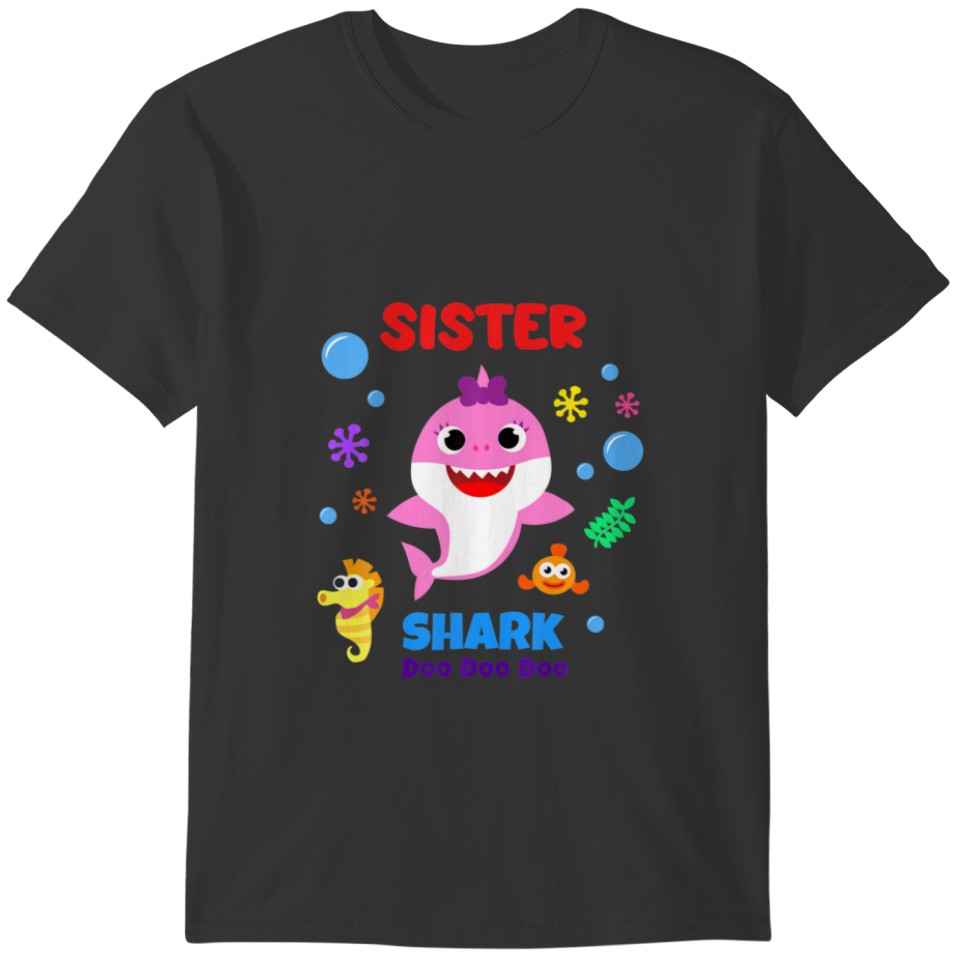 Funny Sister Shark Doo Doo Doo Sister Shark Birthd T-shirt