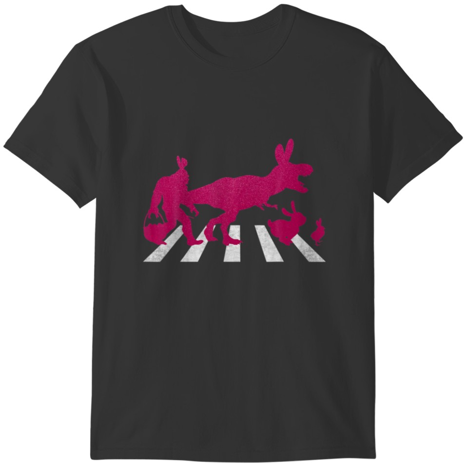 Funny Bigfoot Rex Bunny Chicks Street Crossing Eas T-shirt