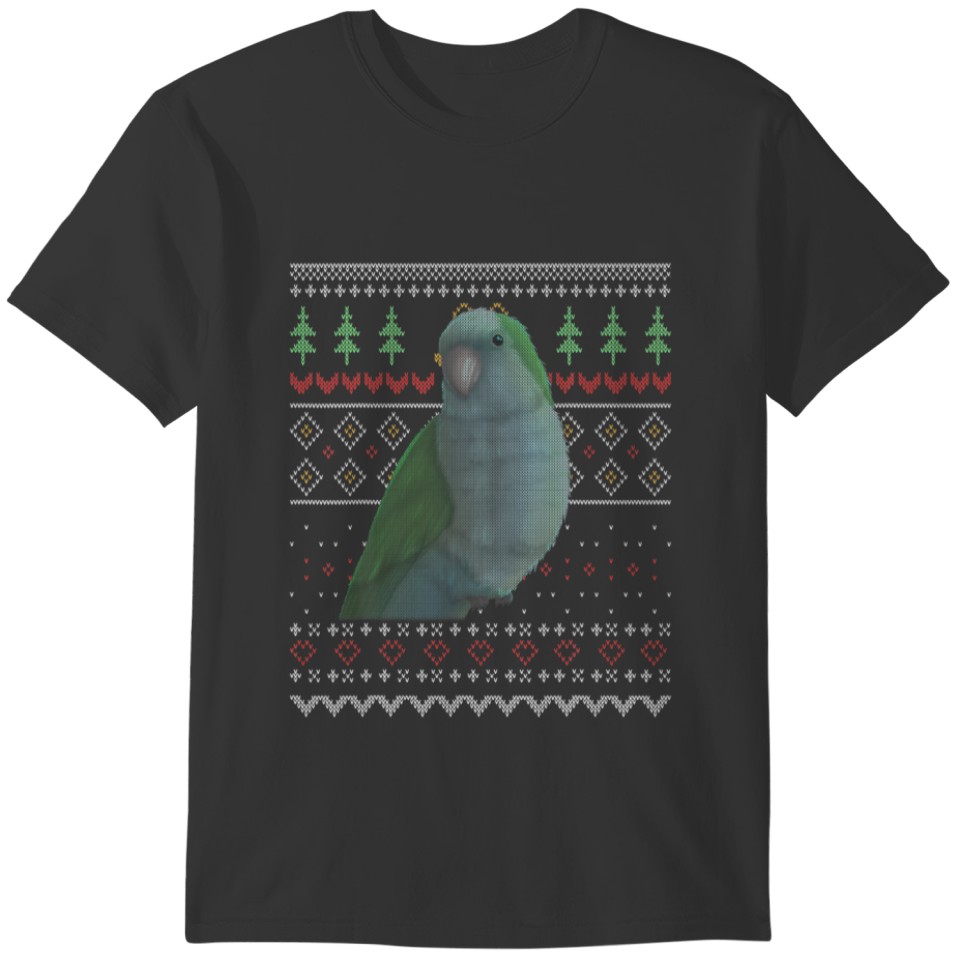 Blue Monk Parakeet Ugly Christmas Pattern X-Mas Bi T-shirt