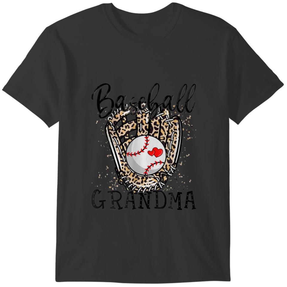 Baseball Grandma Leopard Game Day Gift Mothers Day T-shirt