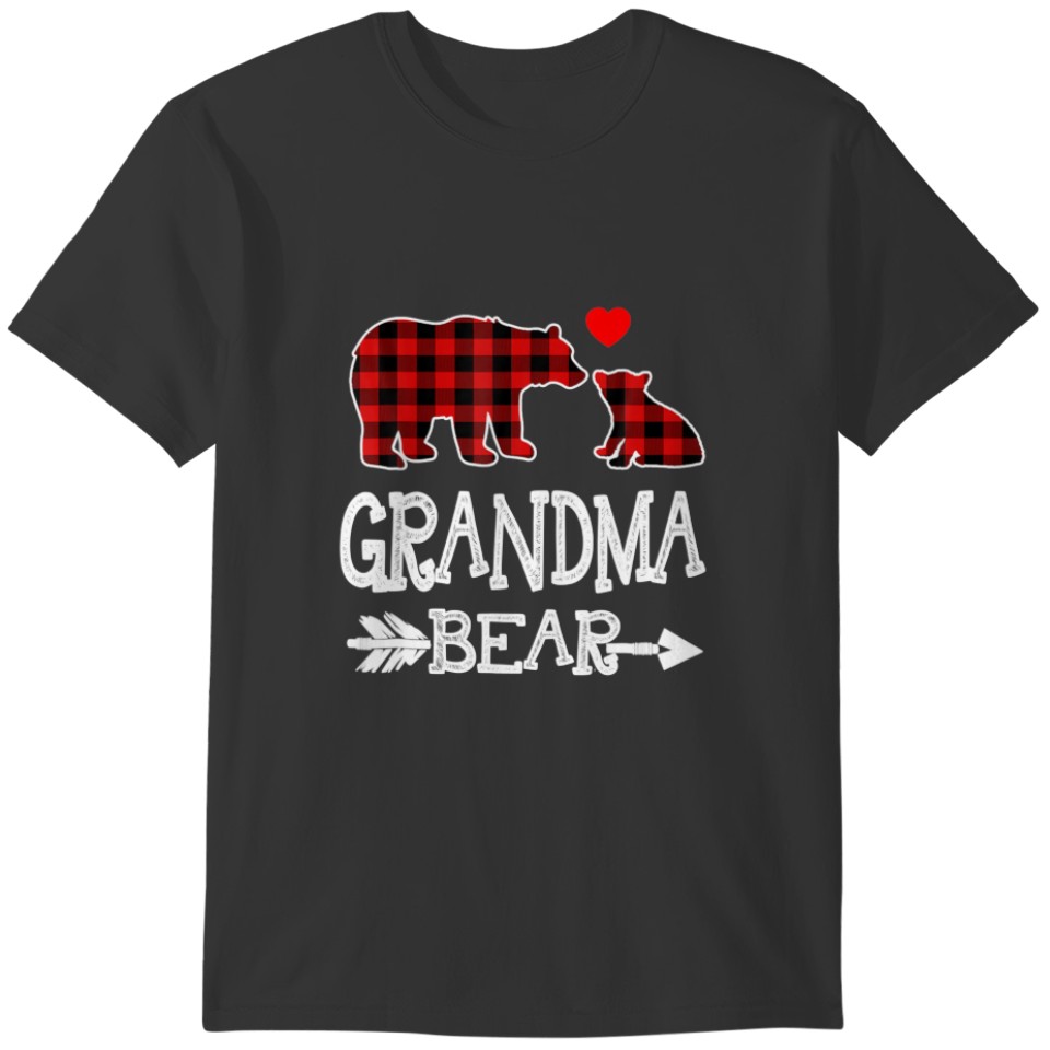 Red Plaid Grandma Bear Christmas Pajama Matching T-shirt