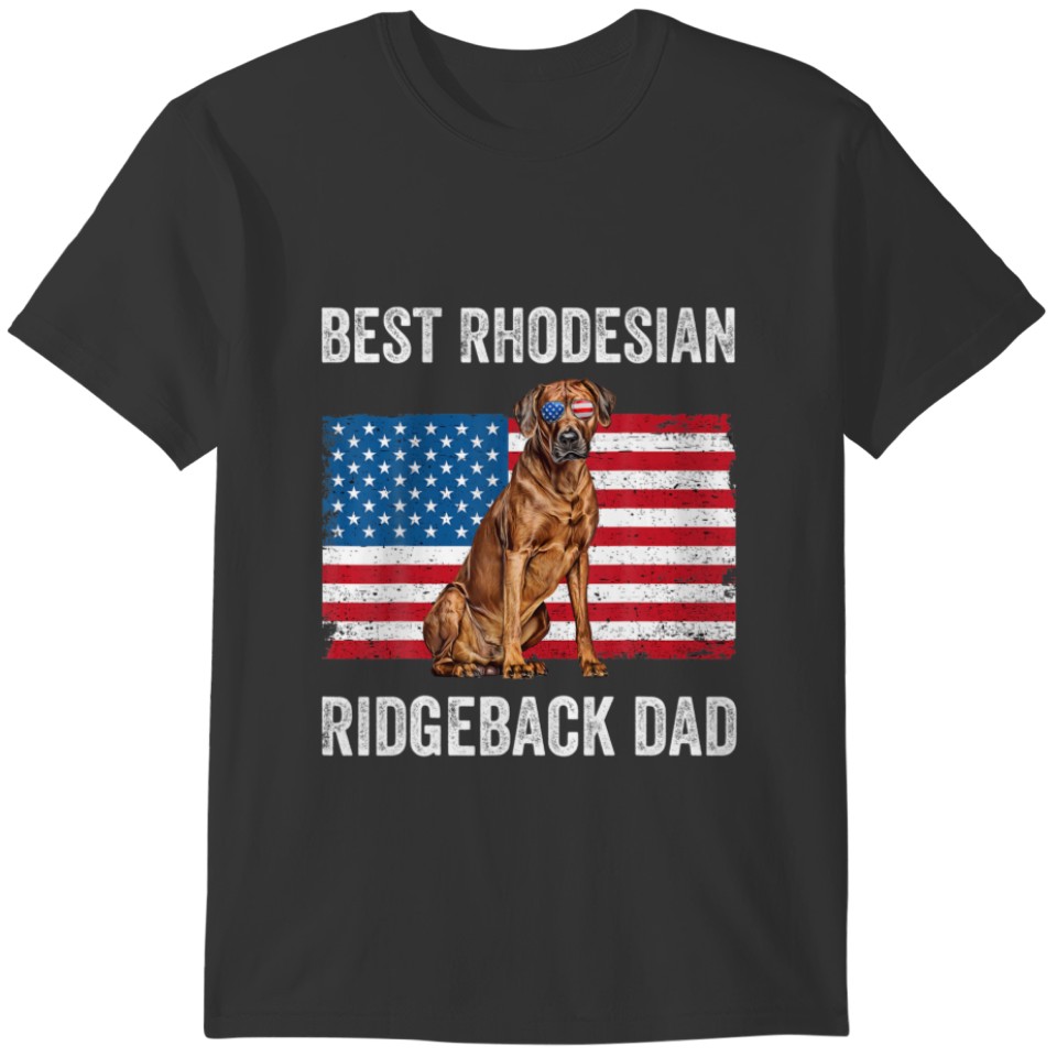 Mens Rhodesian Ridgeback Dad American Flag Dog Lov T-shirt