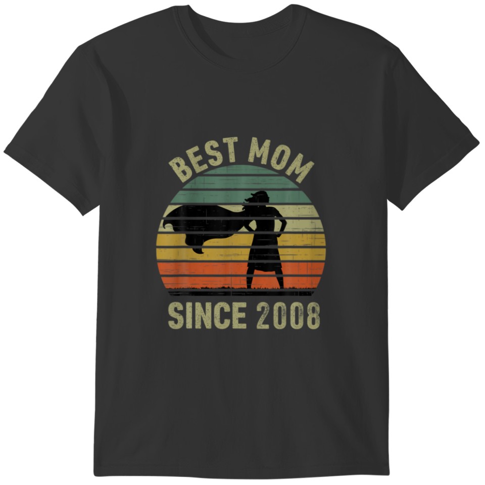 Retro Vintage Best Mom Since 2008 Happy Mother's D T-shirt