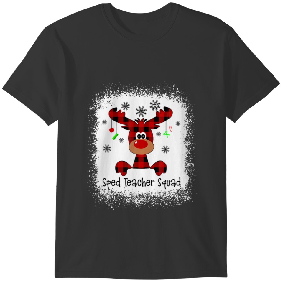 Bleached Sped Teacher Squad Reindeer Funny Teacher T-shirt