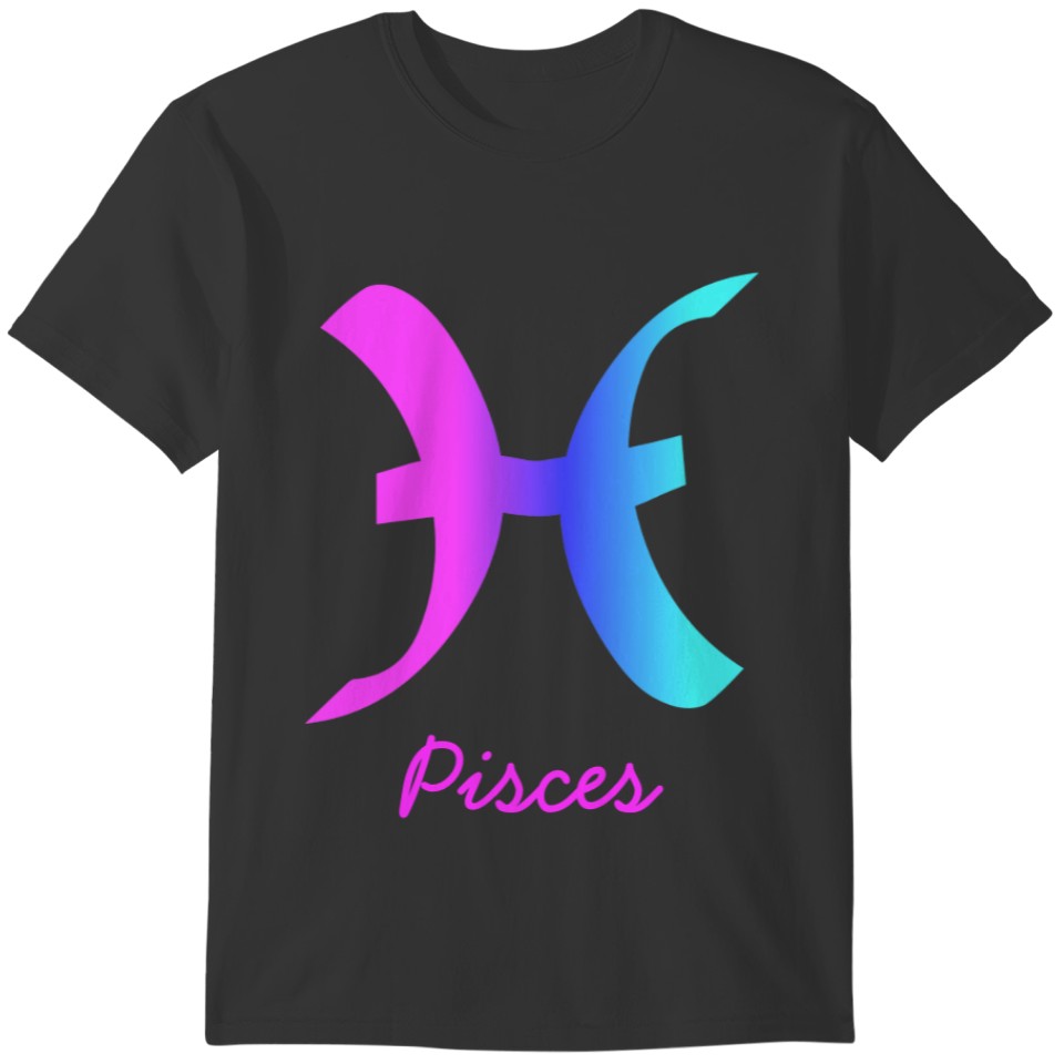 Pisces Sign Pink Purple Blue Aqua Horoscope T-shirt