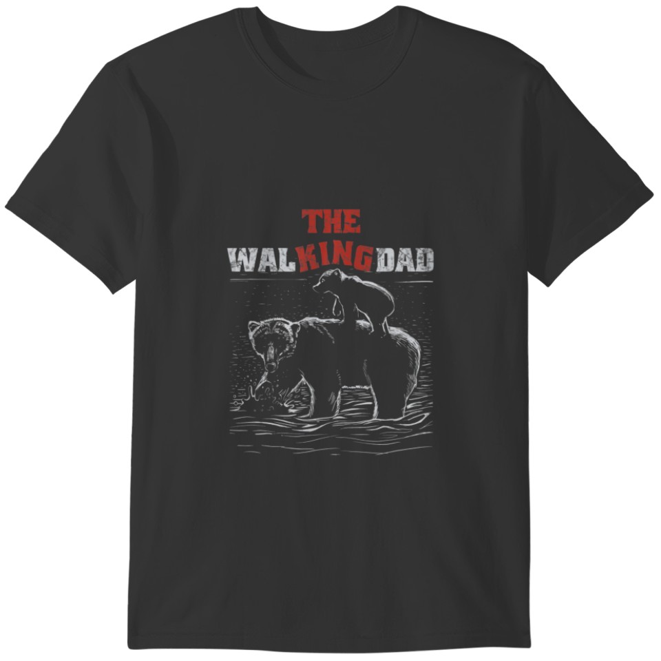 Mens The King Walking Dad - Papa Bear With Boy On T-shirt
