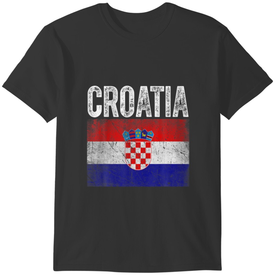 Patriotic Distressed Croatia Flag Men Women T-shirt
