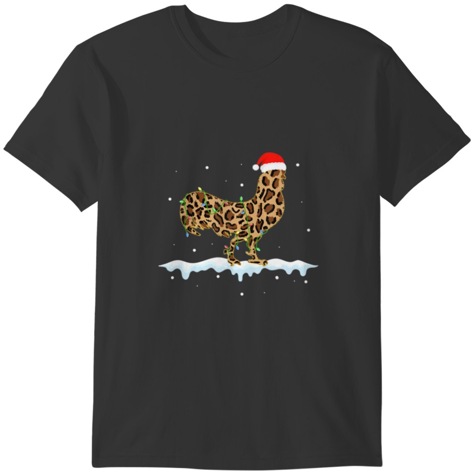 Chicken Christmas Leopard Lights Xmas Matching Fam T-shirt