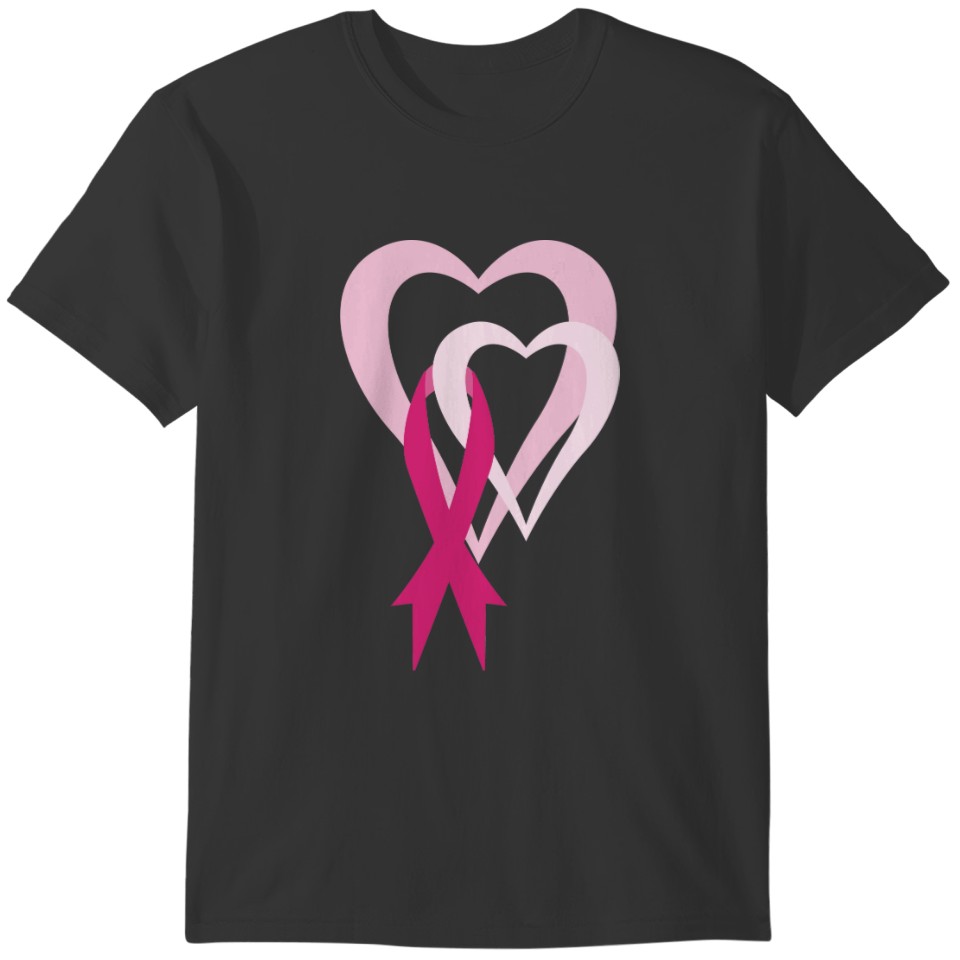 Double Heart Pink Ribbon T-shirt