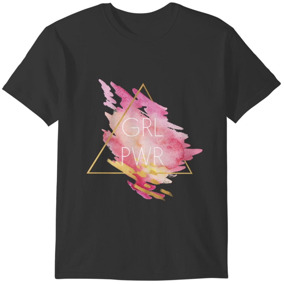 Girl Power in Pink & Gold - Abstract Watercolor T-shirt