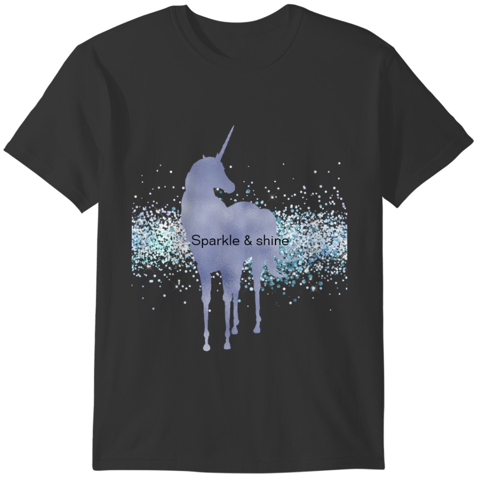 Purple Unicorn Sparkle Aqua Glittery Confetti T-shirt