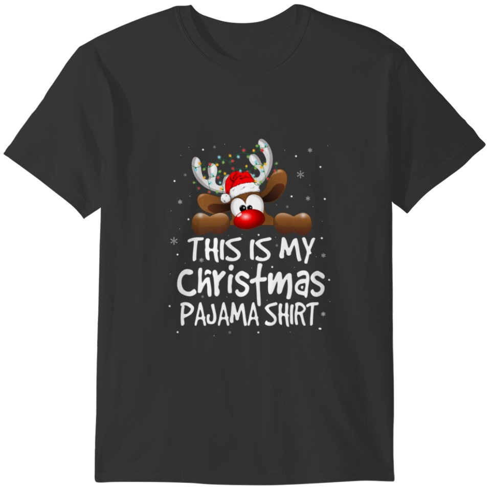 Cute Reindeer This Is My Christmas Pajamas Boy Gir T-shirt