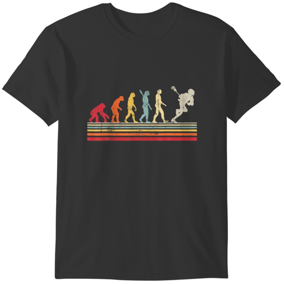 Funny Lacrosse Evolution Of Man Vintage Retro T-shirt