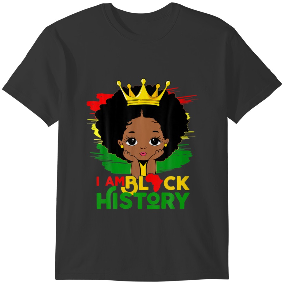 Black Melanin Girl I Am Black History Month Kids T T-shirt