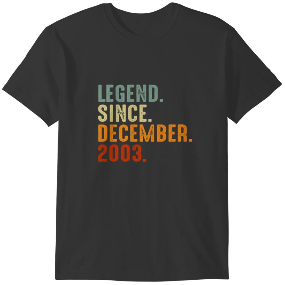Legend Since December 2003 Vintage Boys Girls 18Th T-shirt