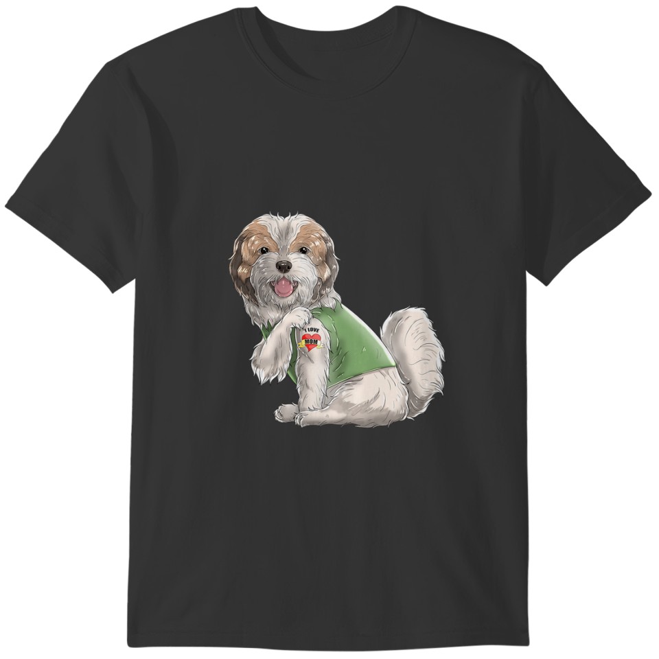Shih Tzu I Love Mom Tattoo Dog  Funny Mother' T-shirt