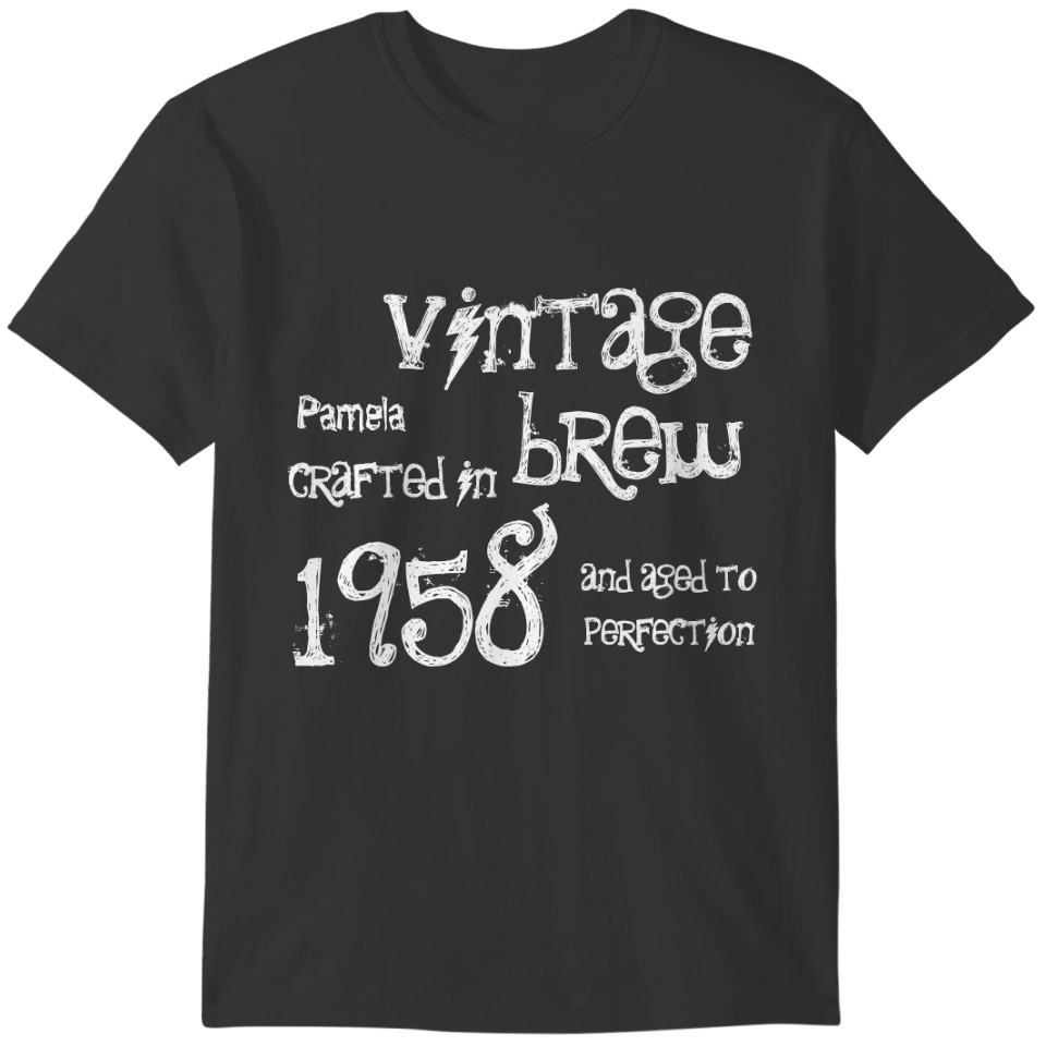1958 Birthday Year Vintage Brew Custom Name Gift T-shirt
