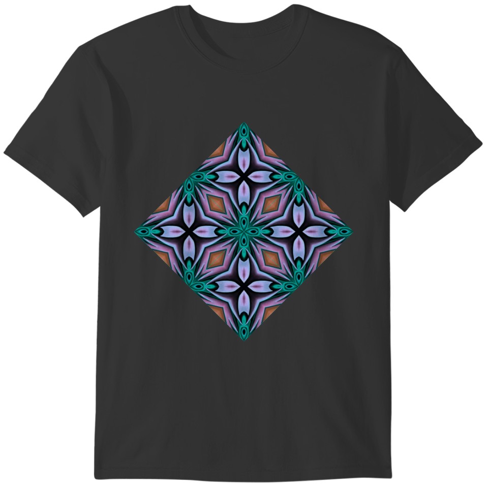 Bold Brown and Teal Fractal T-shirt