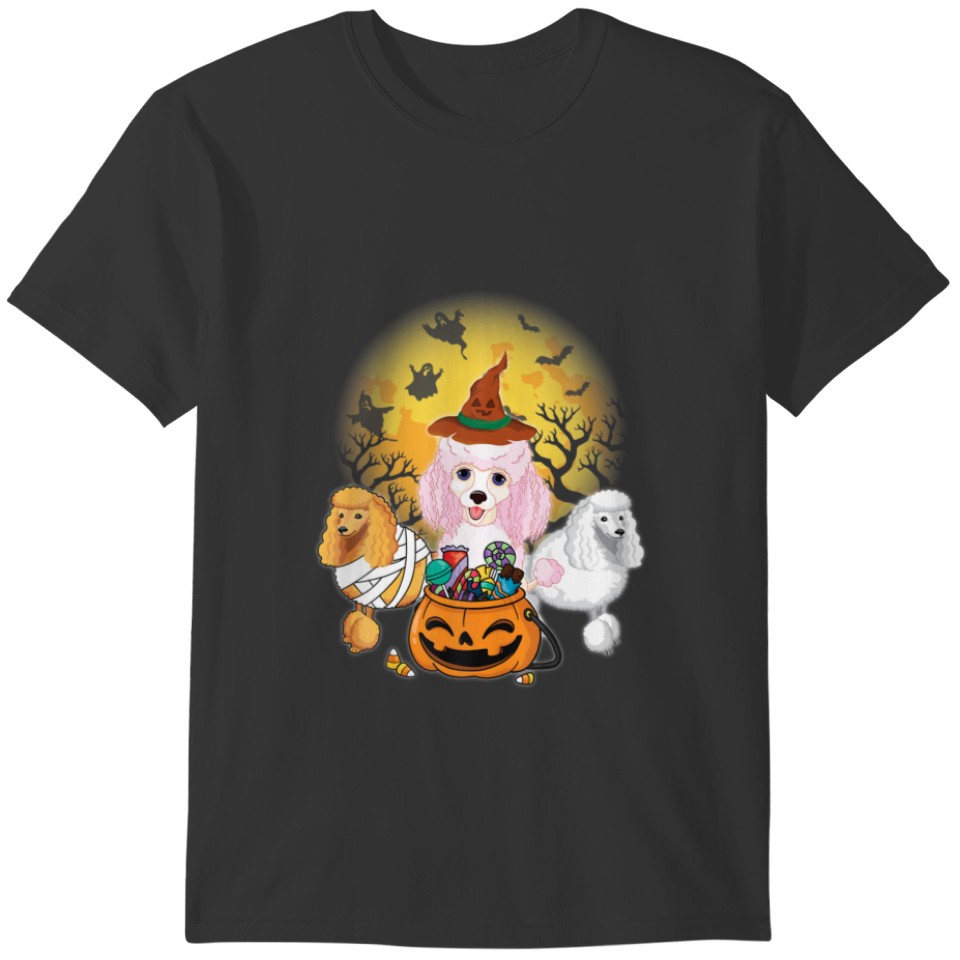 Funny Halloween Poodle Witch Pumpkin Mummy Dog Lov T-shirt