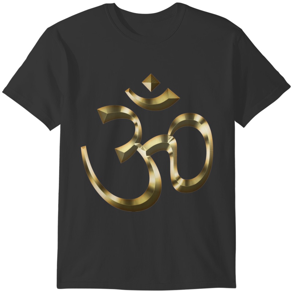 Yoga, Om Aum Icon, Ohm Hinduism Symbol, gold grey T-shirt