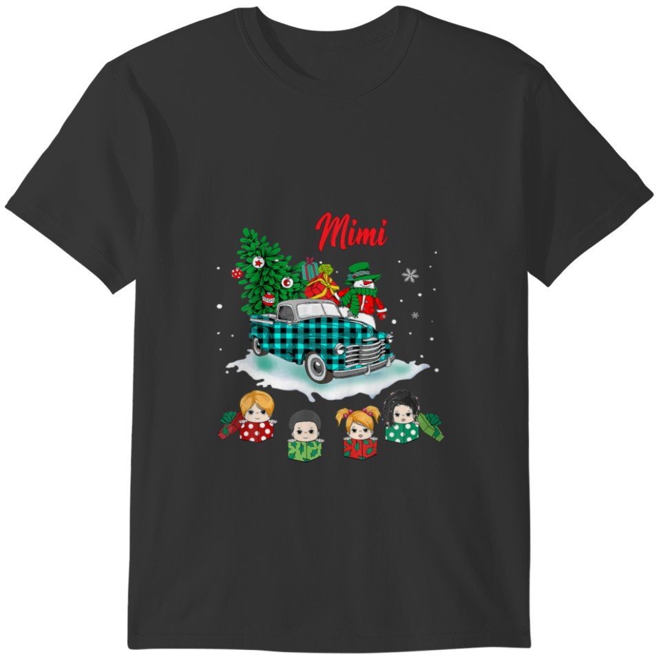 Christmas Mimi Christmas Tree Green Truck Cute Gif T-shirt