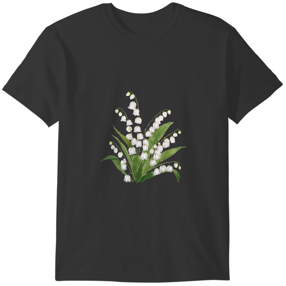 white lily of valley watercolor T-shirt