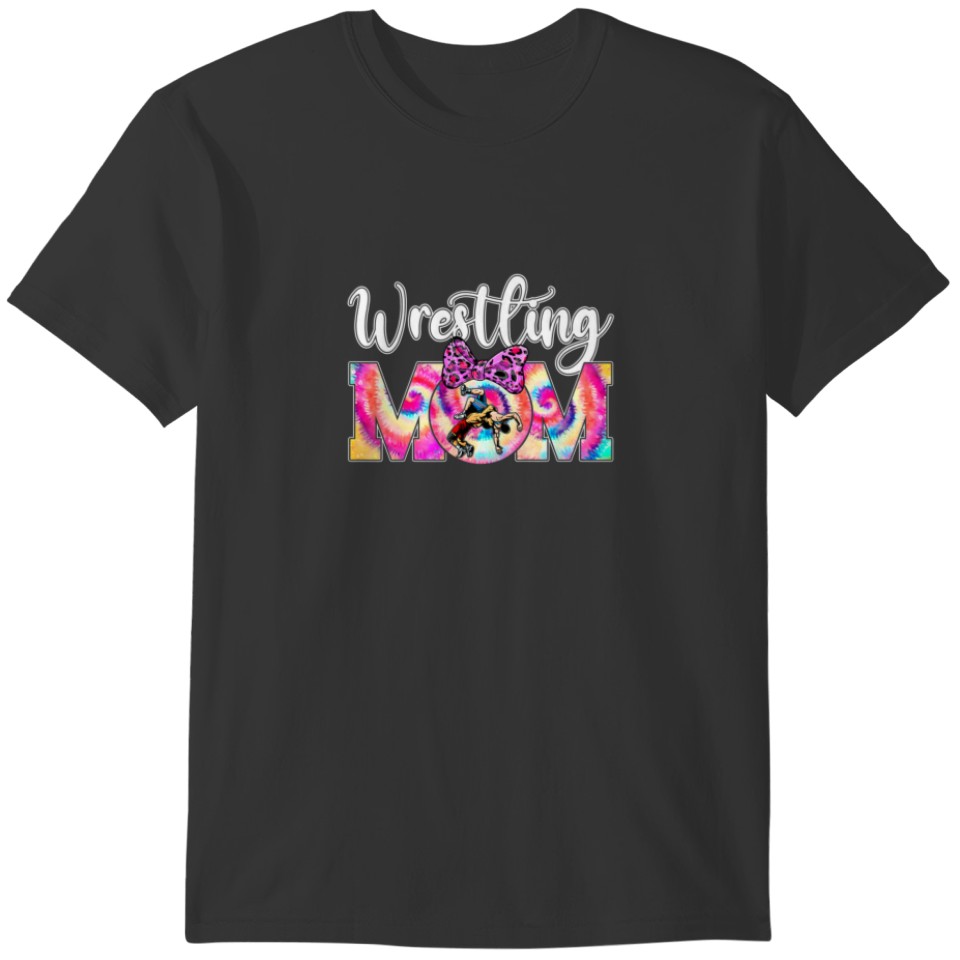 Womens Tie Dye Wrestling Mom Sport Lover Leopard M T-shirt