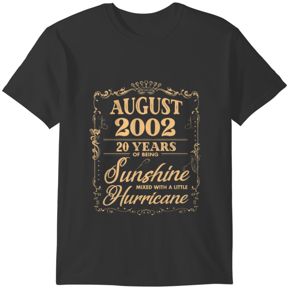 20Th Birthday Gifts For Her Him Who Were Born Augu T-shirt