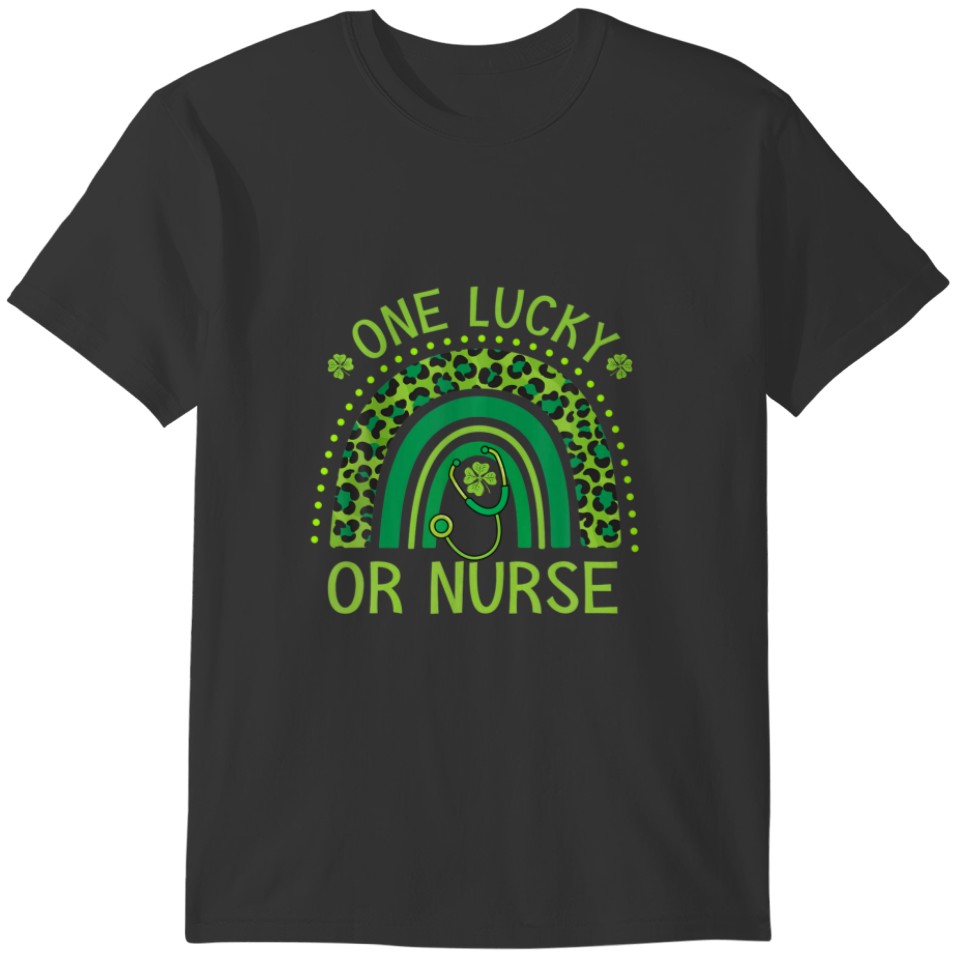 Leopard Rainbow One Lucky OR Nurse St Patricks Day T-shirt