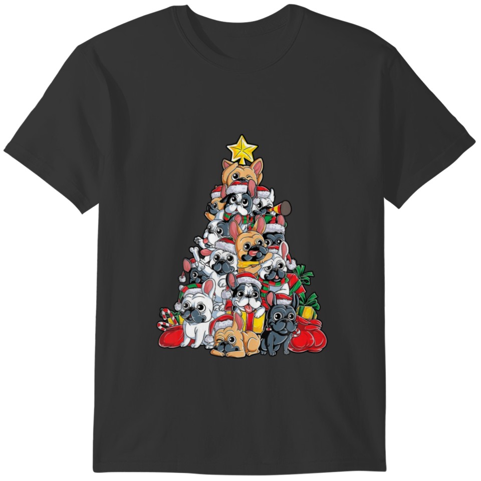 French Bull Dog Christmas Tree Dog Santa Xmas Dogm T-shirt