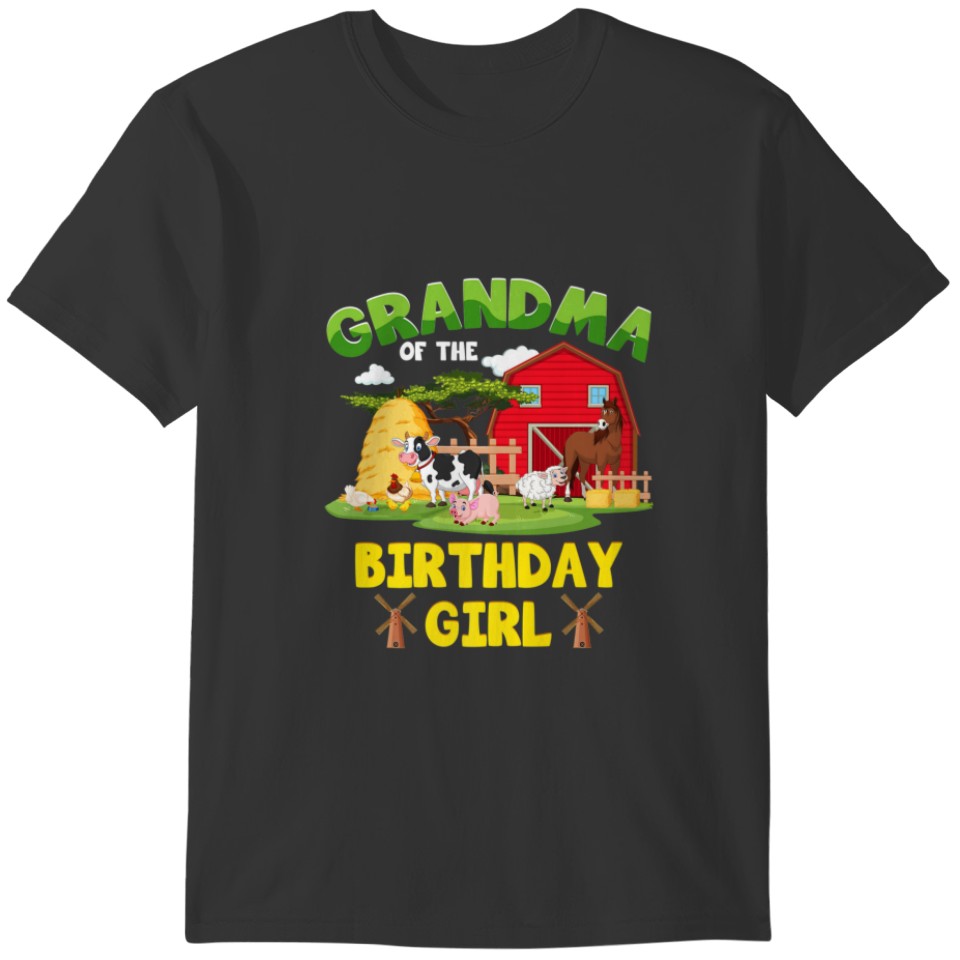 Grandma Of The Birthday Girl Farm Animals Barnyard T-shirt