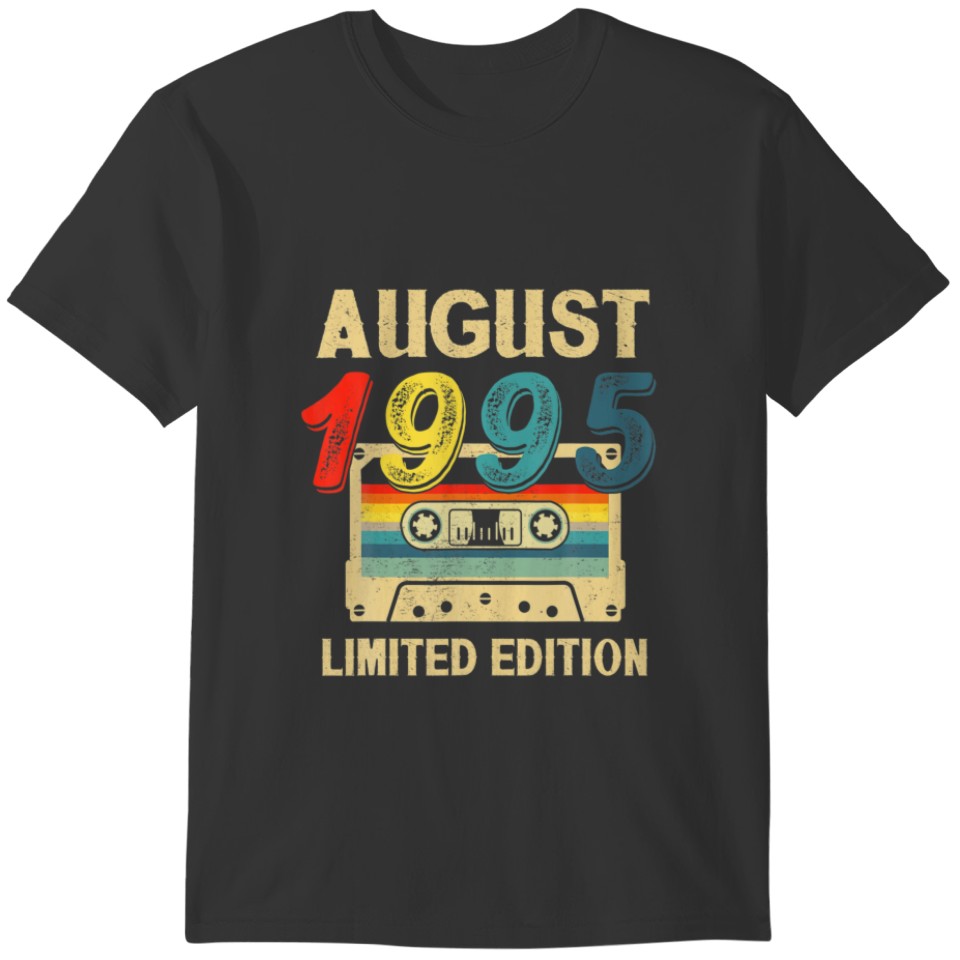 Retro August 1995 Cassette Tape 26Th Birthday Deco T-shirt