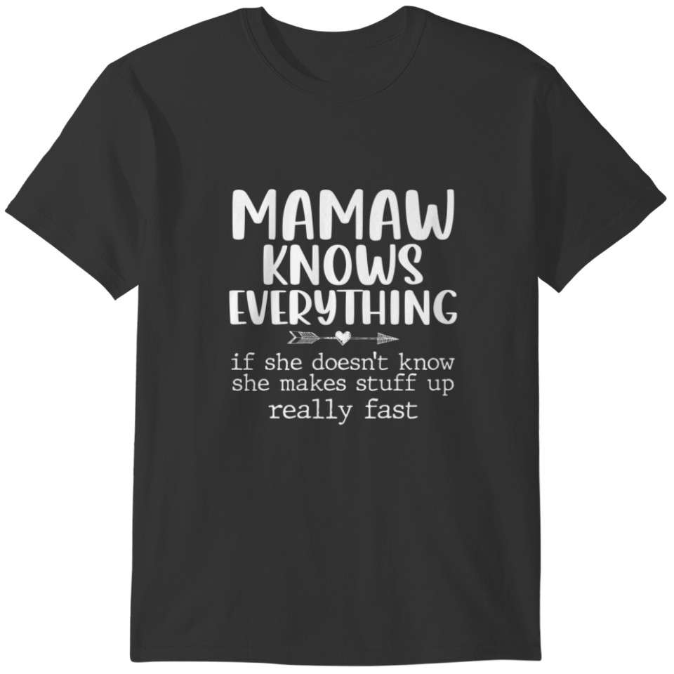 Funny Mamaw Knows Everything Mamaw Family Love Mot T-shirt