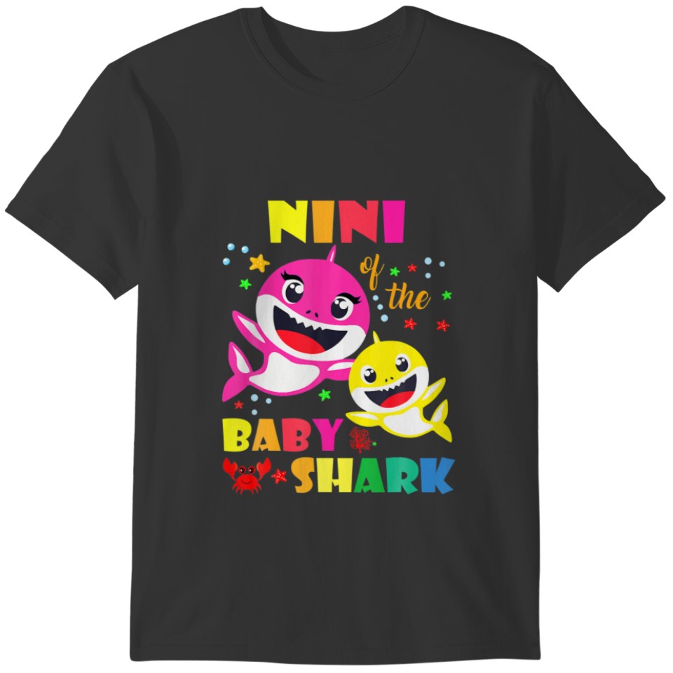 Nini Of The Birthday Shark Dad, Mom Matching Famil T-shirt